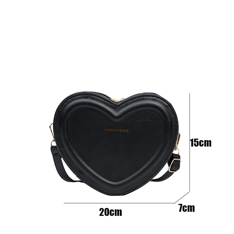 Fashion Heart Shape Crossbody Bags For Women New Solid Pu Leather Shoulder Bag