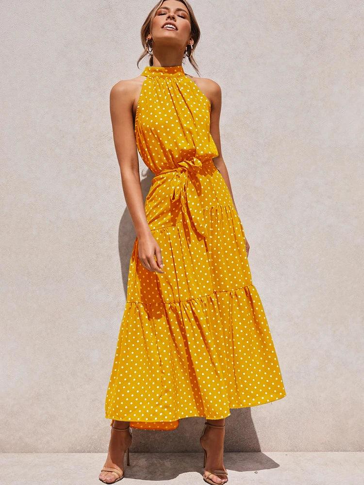 Summer Long Polka Dot Dress - Ladyglow