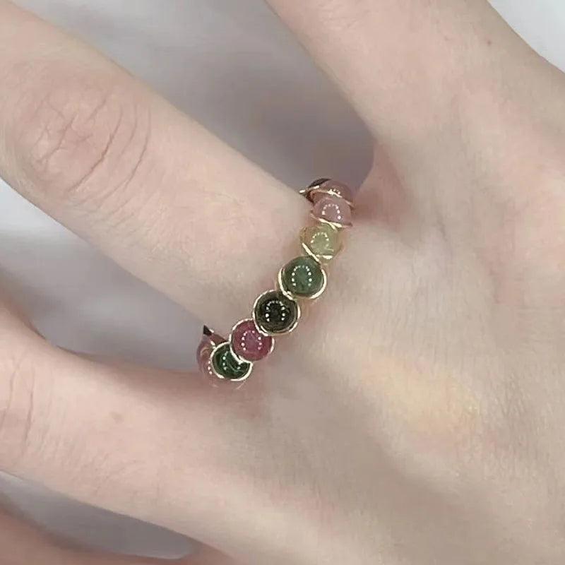 Healing Crystal Natural Stone Bead Ring Men Women Handmade Beaded Bohemian 7 Chakra Meditation Spiritual Jewelry Gifts - Ladyglow