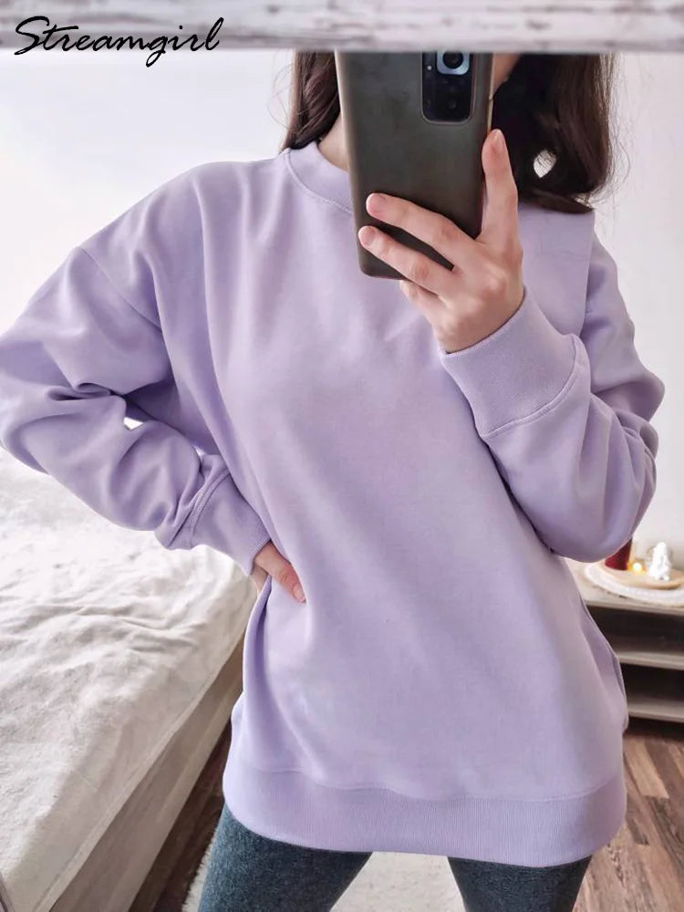 Cotton Basic Sweatshirt Women - Ladyglow