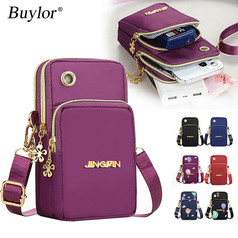 Buylor New Mobile Phone Crossbody Bags for Women Fashion Women Shoulder Bag Cell Phone Pouch With Headphone Plug 3 Layer Wallet - Ladyglow