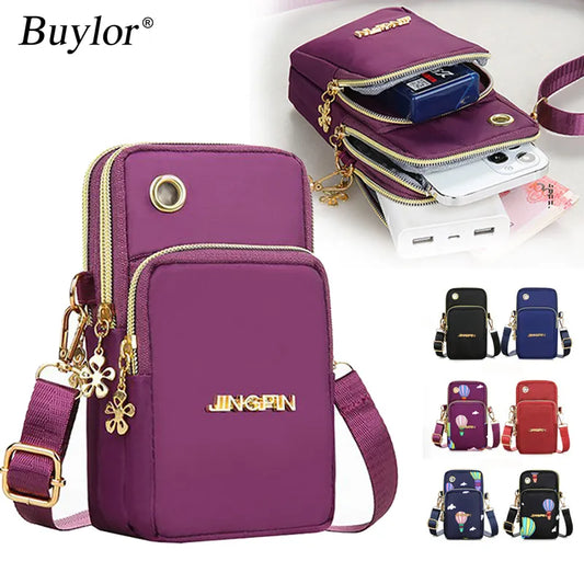 Buylor New Mobile Phone Crossbody Bags for Women Fashion Women Shoulder Bag Cell Phone Pouch With Headphone Plug 3 Layer Wallet - Ladyglow