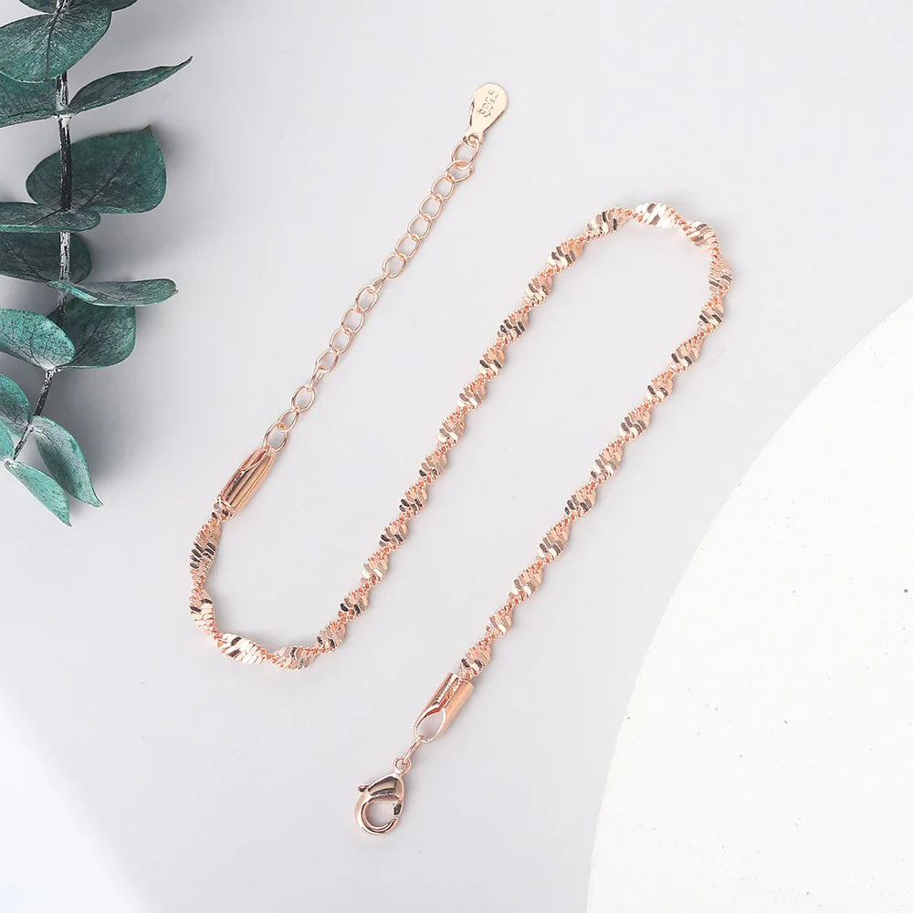 ZHOUYANG Bracelet For Women Smooth Exquisite Trendy Spiral Wave Twisted Grain Rose Gold Color Fashion Jewelry Gift KBH064 - Ladyglow