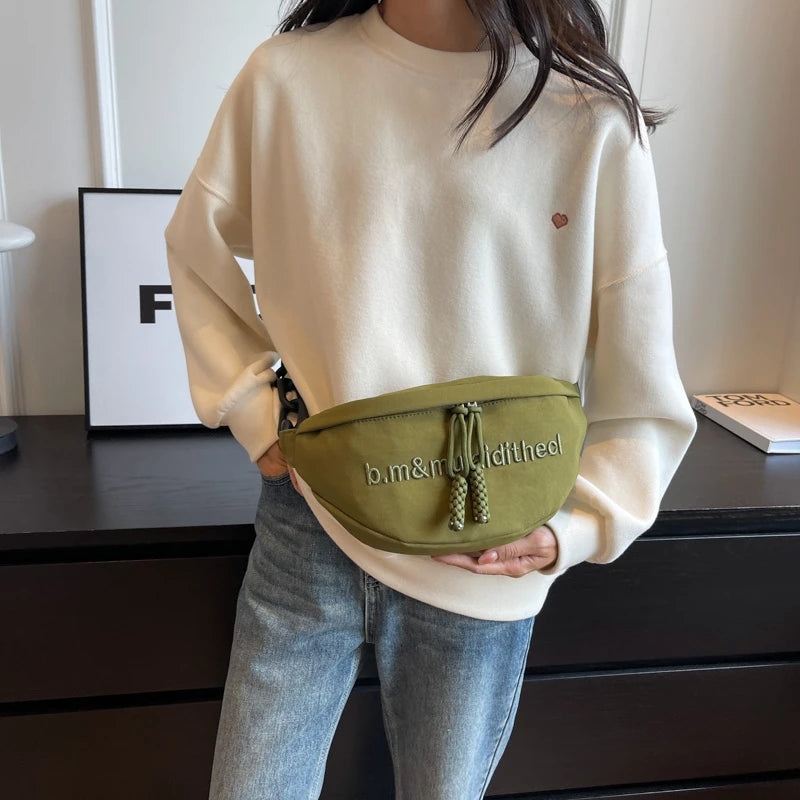 Large Half-moon  Korean Fashion Waist Bag - Ladyglow