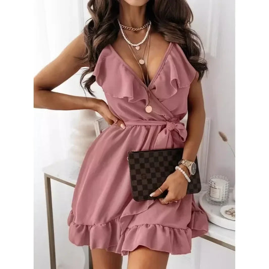 New solid color fashionable camisole dress, unique design, summer dress