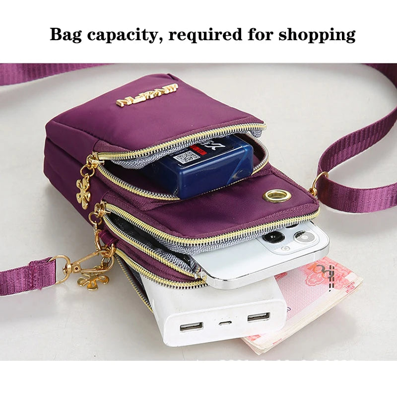 Buylor New Mobile Phone Crossbody Bags for Women Fashion Women Shoulder Bag Cell Phone Pouch With Headphone Plug 3 Layer Wallet - Ladyglow