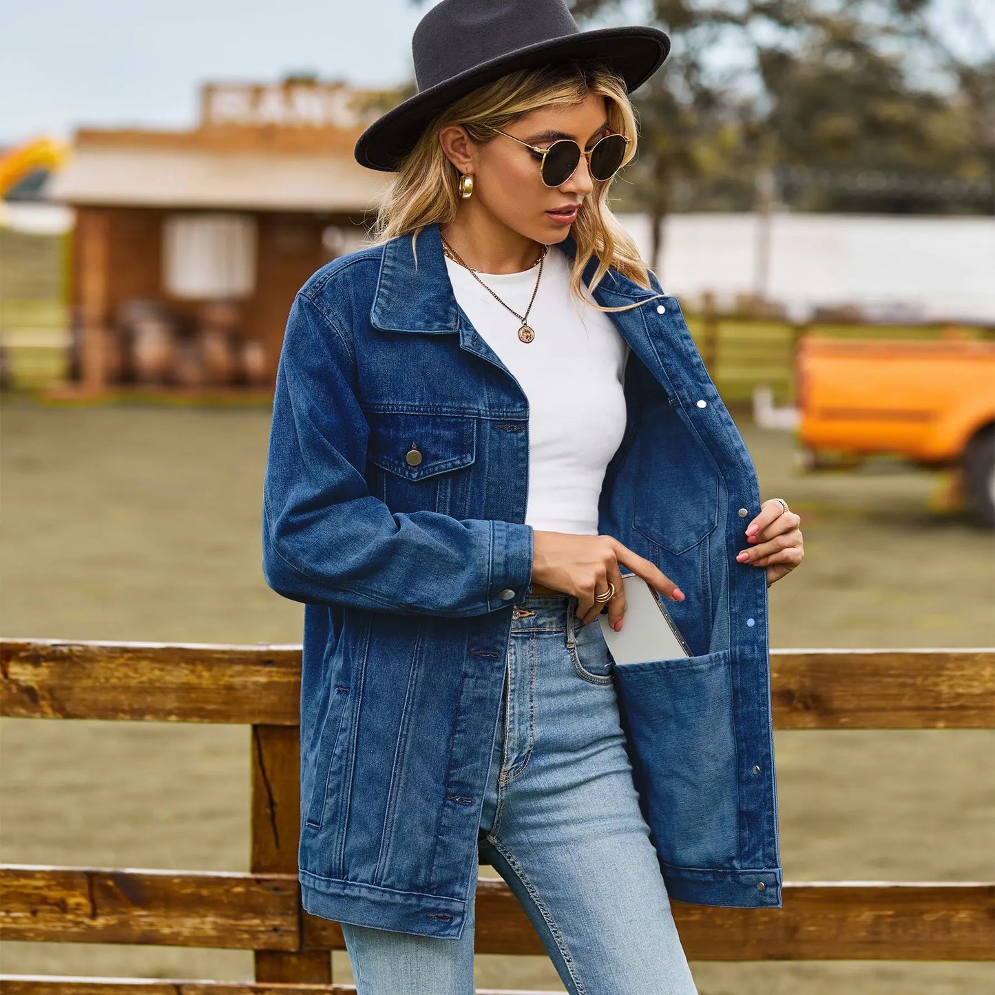 Vintage Denim Jacket Women Autumn Winter Loose Lapel Single-breasted Cardigan Coat Ladies Fashion Casual