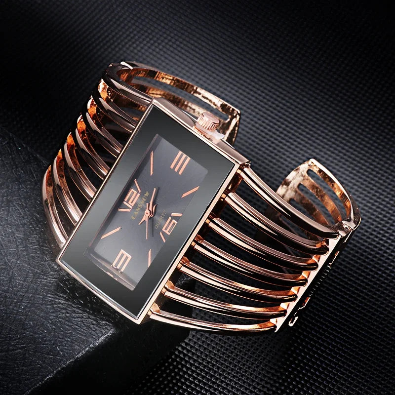 Women Watch Luxury Fashion Rose Gold Bangle Bracelet Watch