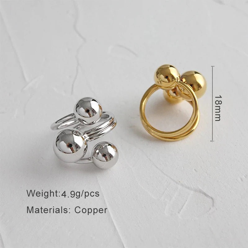 Metal Ball Rings For Women Copper Adjustable Ring Punk Fashion New Styles Trendy Jewelry