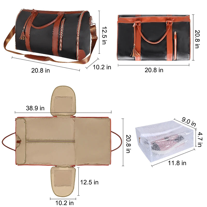 Large PU Folding Suit Storage Bag Luggage - Ladyglow