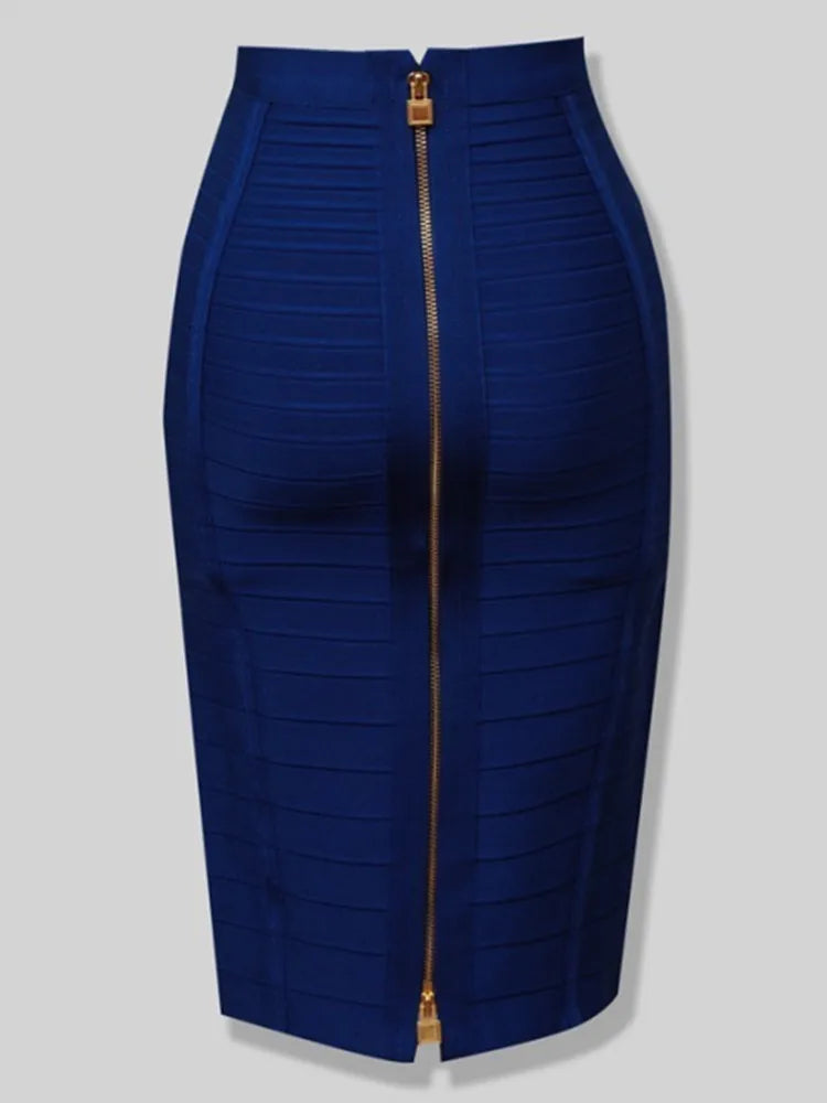 Zipper Bandage Skirt Women Elastic Bodycon Pencil Skirts