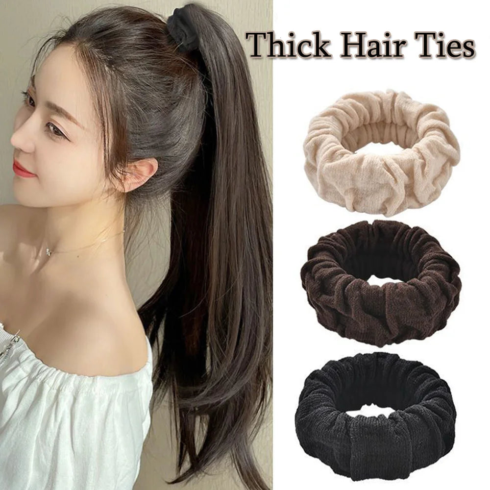 Large Stretch Thick Hair Ties Women  Elastics Ponytail Holders Knit Hair Scrunchies For Thick Hair