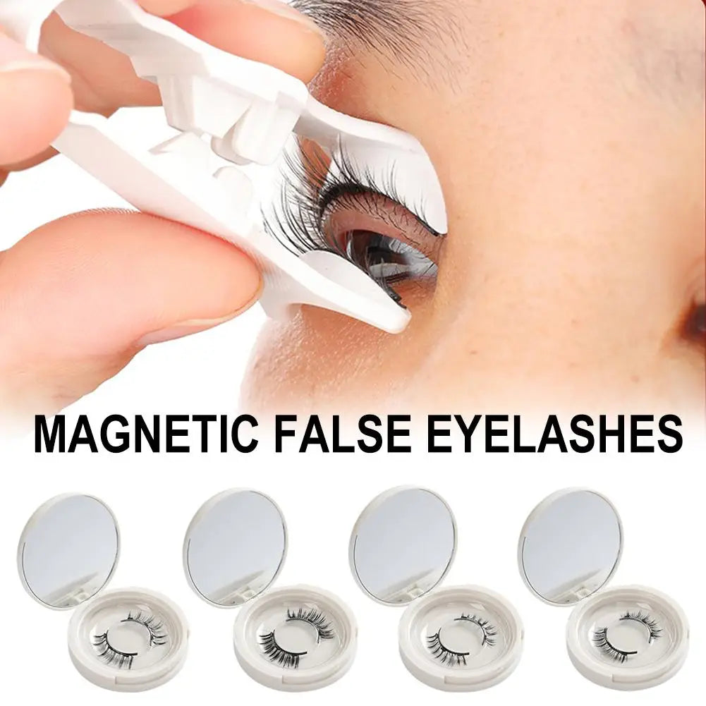 3D Natural Magnetic Eyelashes With 4 Magnetic Lashes Reusable Magnetic False Eyelashes Portable Cosmetic Tool - Ladyglow