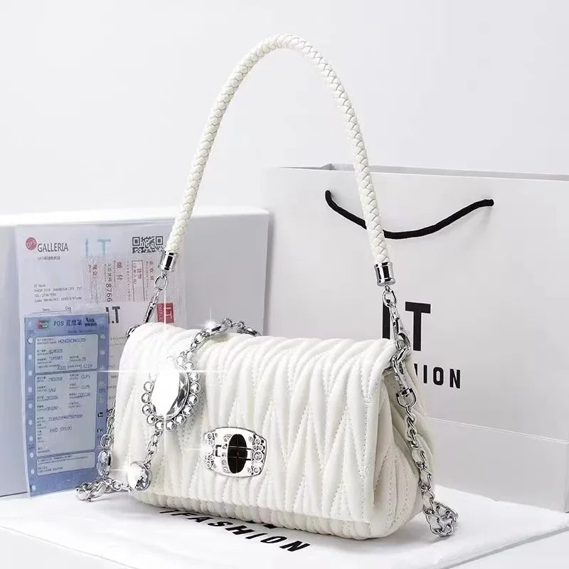 Luxury Purses And Handbags Rhinestone Chain Flap Crossbody Small Square Bag