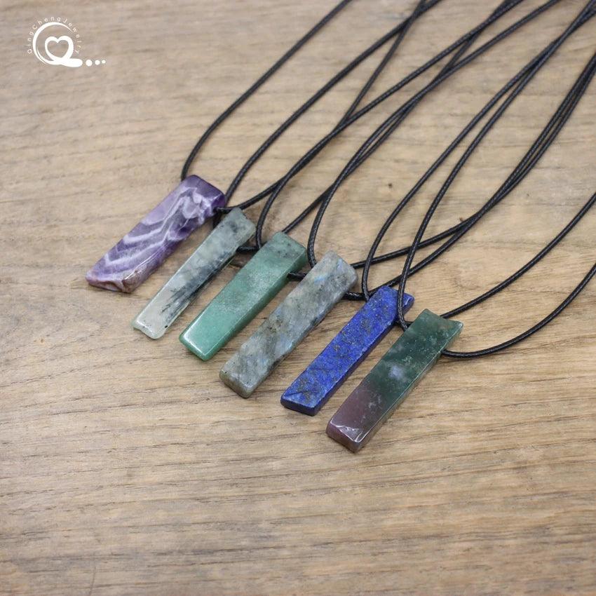 Healing Reiki Raw Stone Slice Point Pendants Necklace,Natural Gmes Rose Quartzs Citrines Tiger eye Agates Women Jewelry,QC3013 - Ladyglow