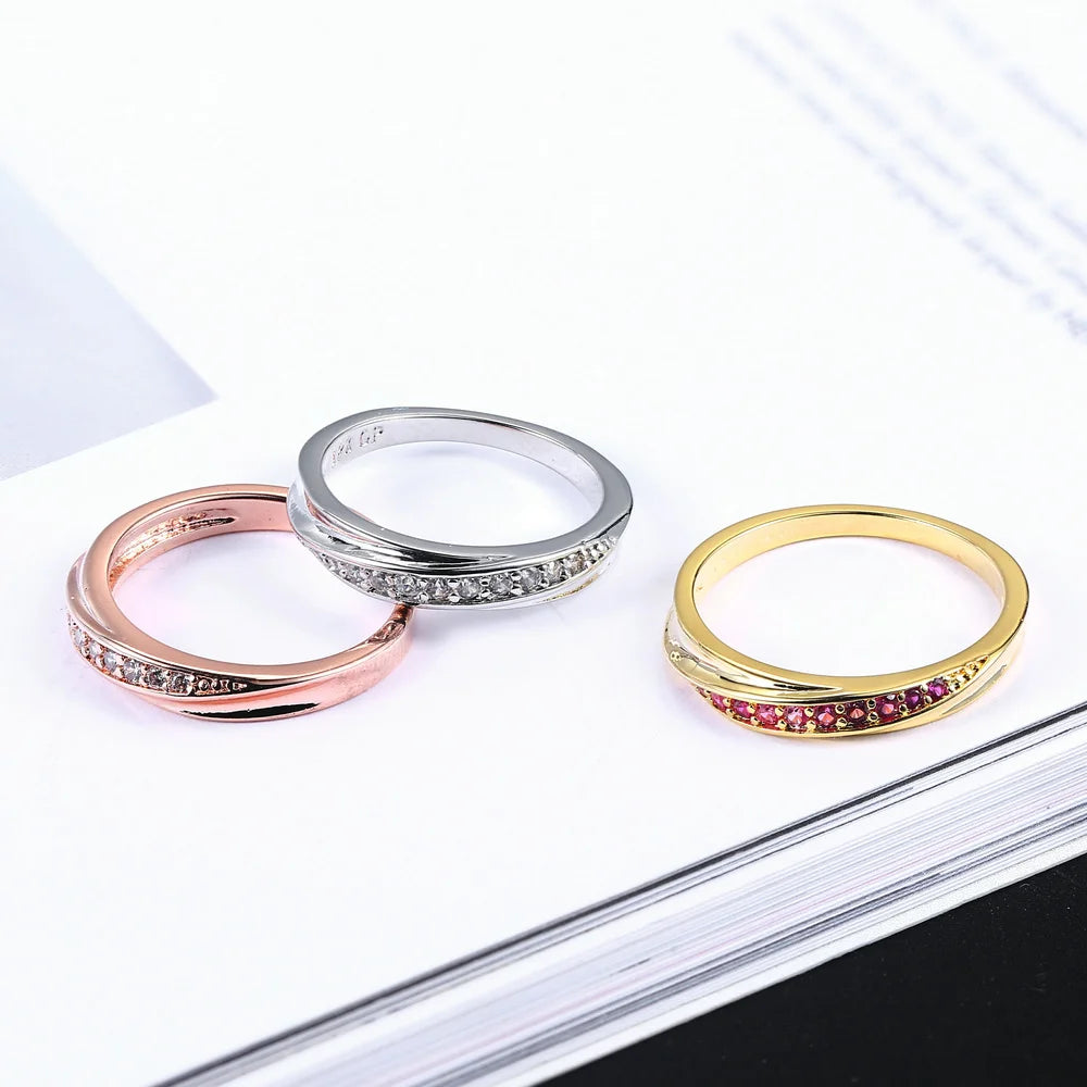 ZHOUYANG Wedding  Ring For Women Lovers Simple Cubic Zirconia Rose Gold Color Fashion Jewelry  ZYR314 ZYR317 - Ladyglow