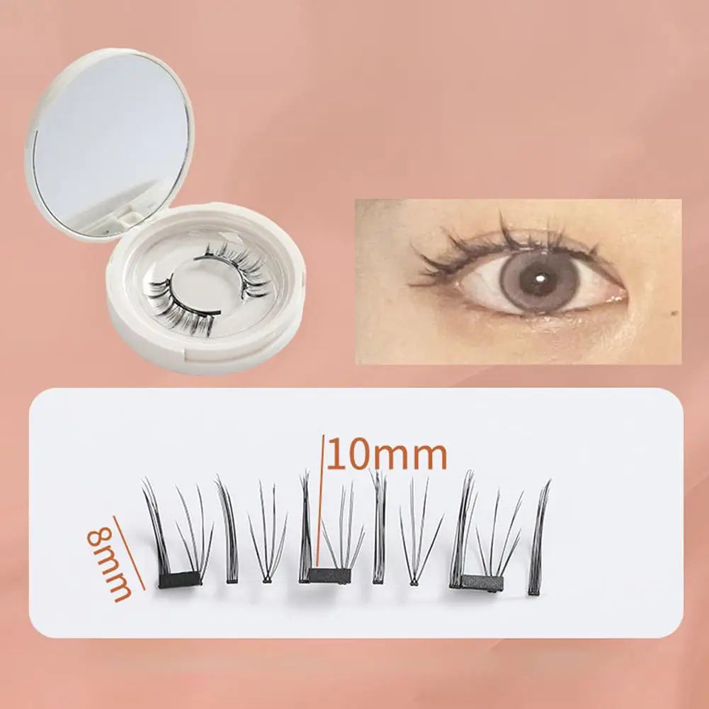 3D Natural Magnetic Eyelashes With 4 Magnetic Lashes Reusable Magnetic False Eyelashes Portable Cosmetic Tool - Ladyglow