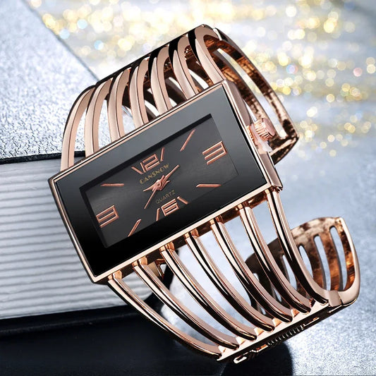 Women Watch Luxury Fashion Rose Gold Bangle Bracelet Watch