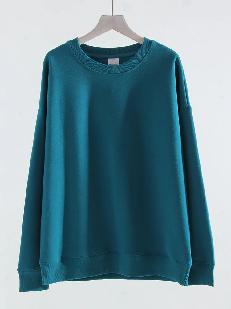 O Neck Oversize Cotton Sweatshirt - Ladyglow