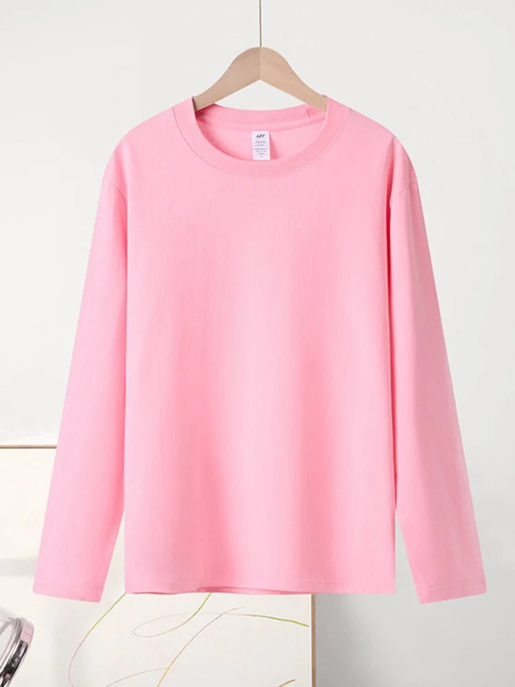 Basic Spring T-shirt Long Sleeve Cotton - Ladyglow