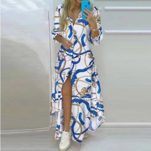 Boho Printed Long Shirt Dress - Ladyglow