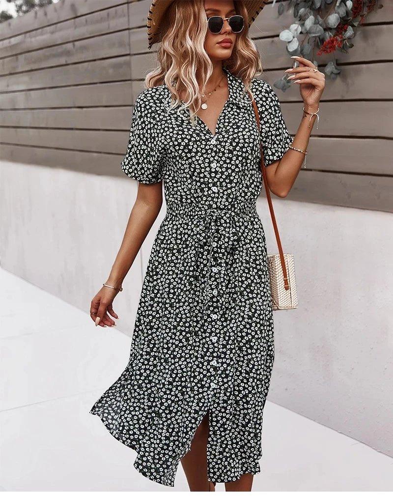 Casual Summer Floral Print Dress - Ladyglow