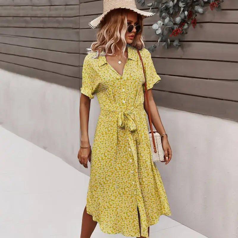 Casual Summer Floral Print Dress - Ladyglow