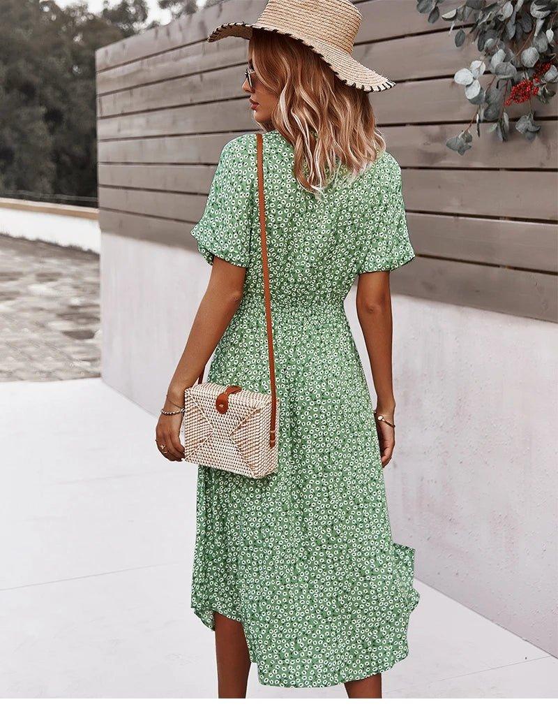 Casual Summer Floral Print Dress - Ladyglow