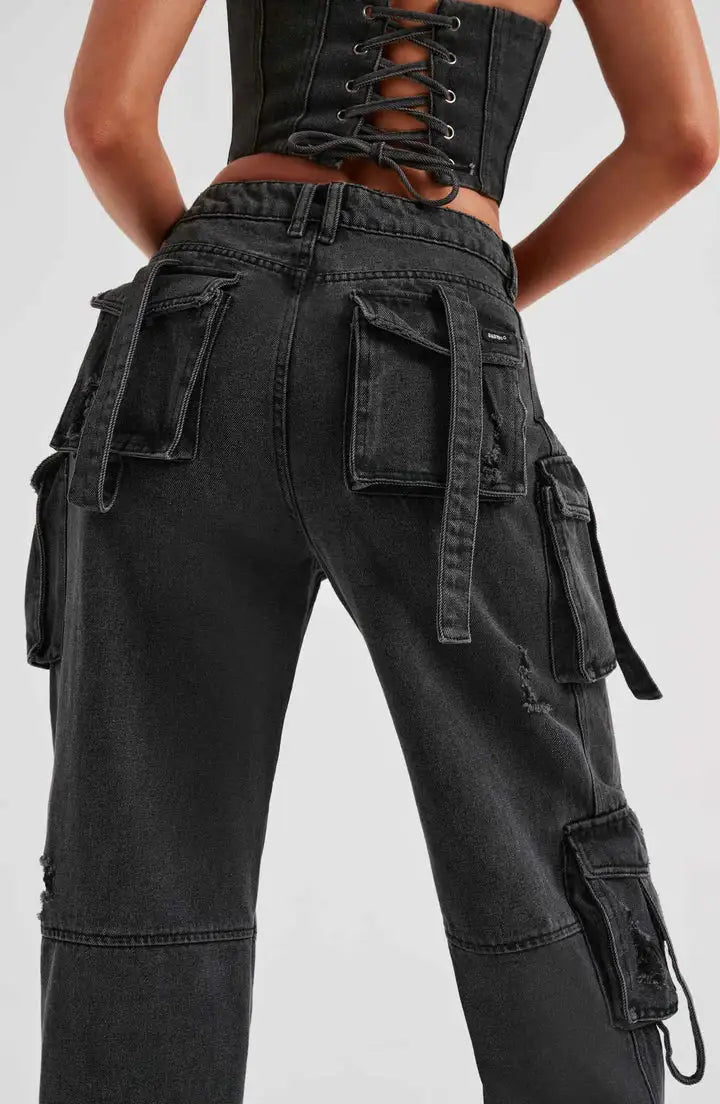 Cargo Denim Jeans Women Fashion