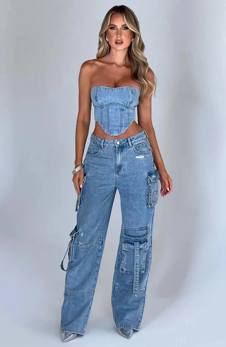 Cargo Denim Jeans Women Fashion